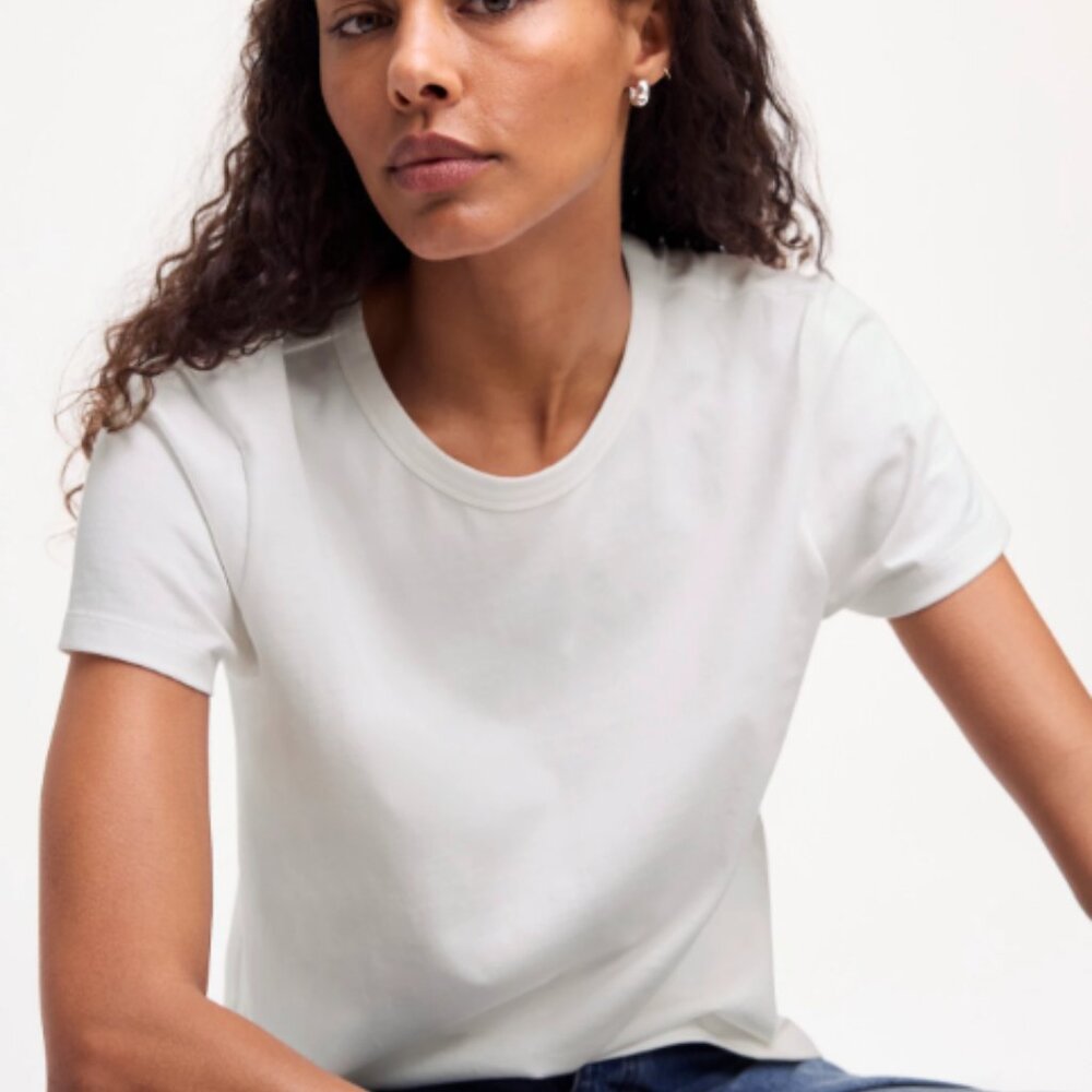 "Cotton Perfect Crewneck Tee" by Madewell in Eyelet White NEW WITH TAGS